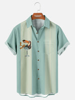 Tall Men's Martini Toucan Stripe Bowling Shirt Eleven Oasis