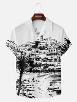 Men's Coastal Hillside Illustration Short Sleeve Shirt Eleven Oasis