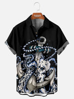 Tall Men's Deep Sea Kraken Anchor Bowling Shirt Eleven Oasis
