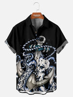 Tall Men's Deep Sea Kraken Anchor Bowling Shirt Eleven Oasis
