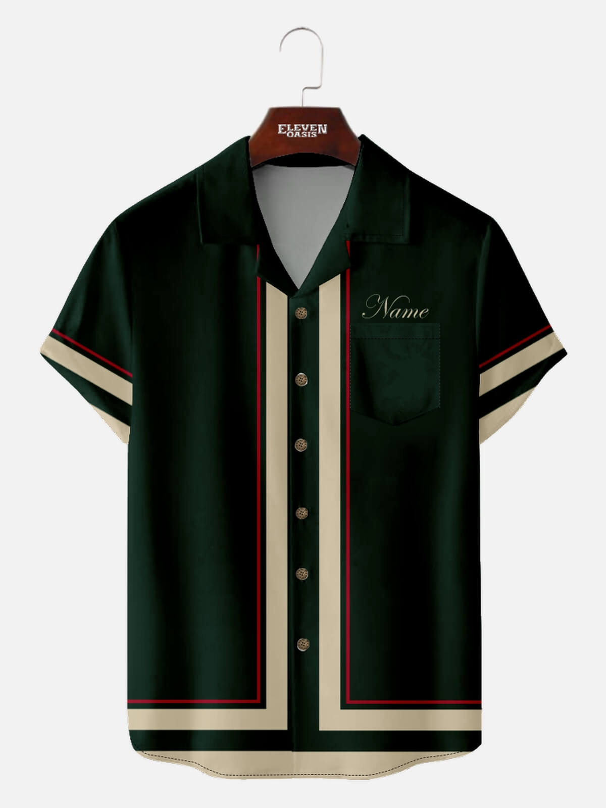 Men's Classic Contrast Trim Customizable Short Sleeve Shirt ElevenOasis