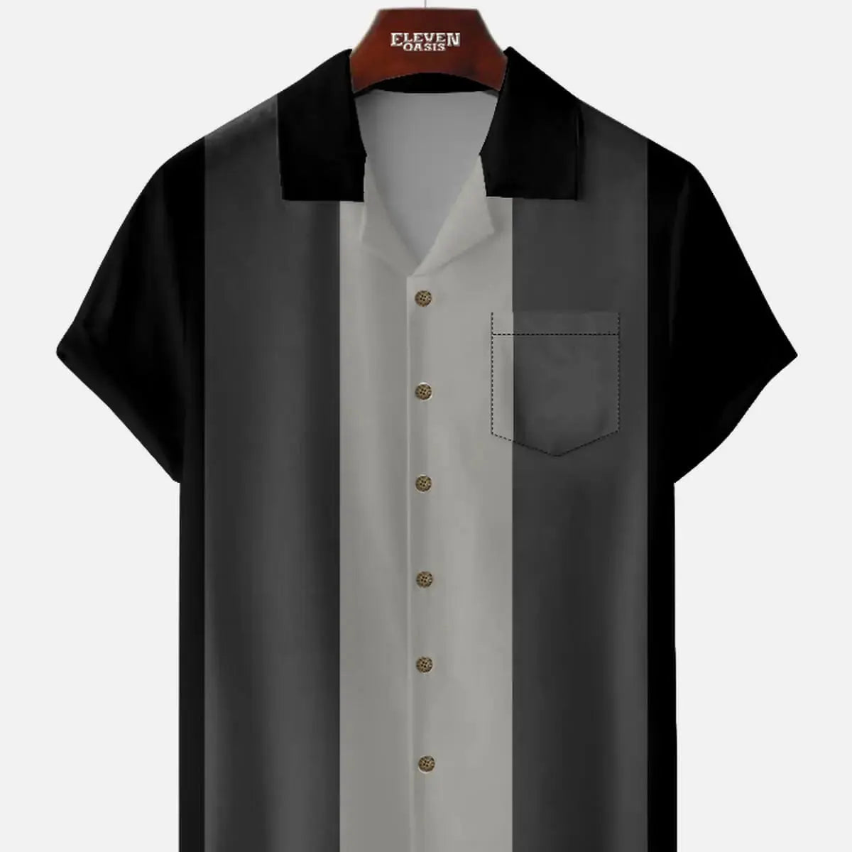 Men's Retro Tonal Panel Short Sleeve Shirt ElevenOasis