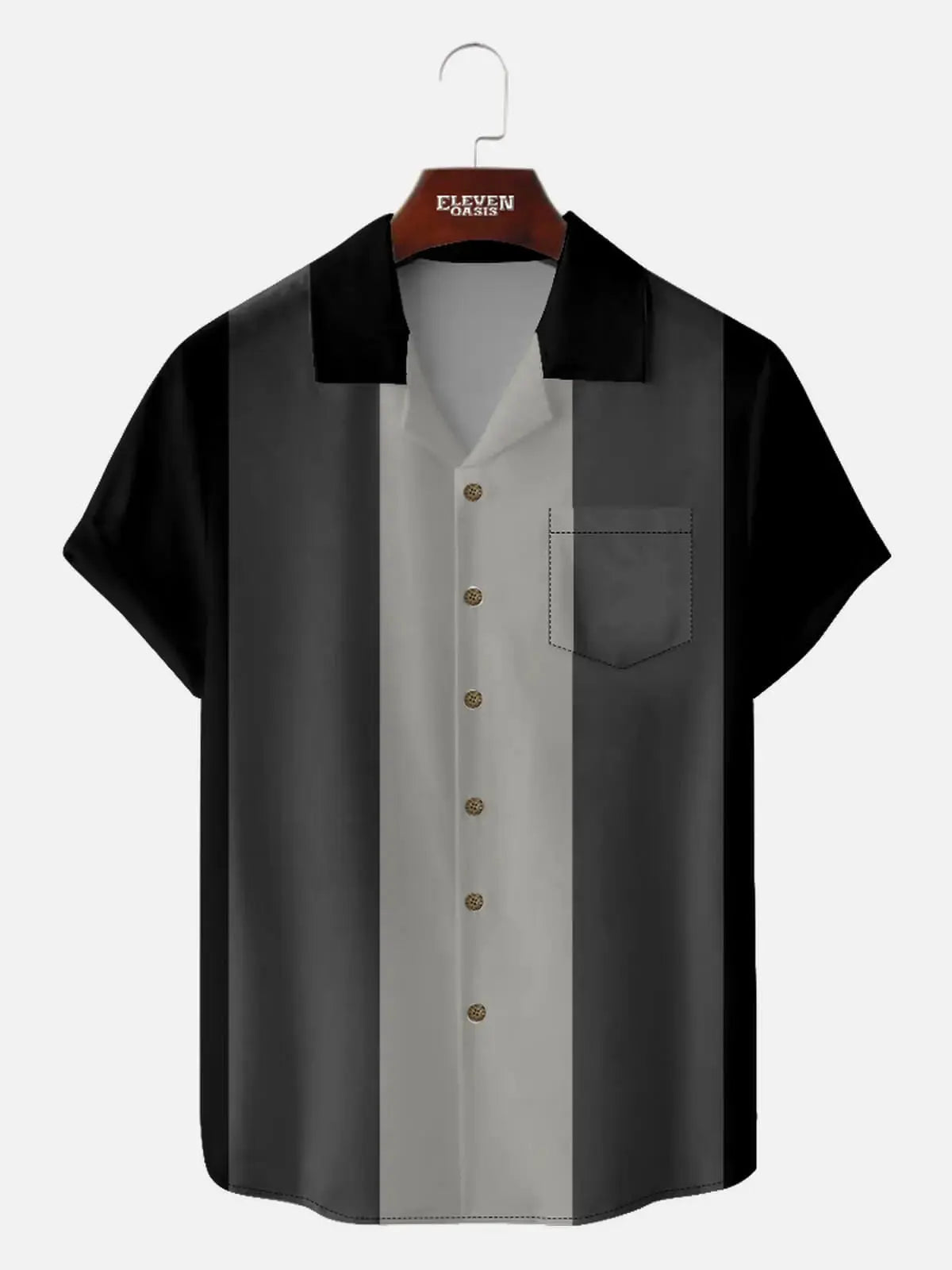 Men's Retro Tonal Panel Short Sleeve Shirt ElevenOasis