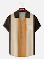 Men's Stripe Panel Bowling Short Sleeve Shirt Eleven Oasis