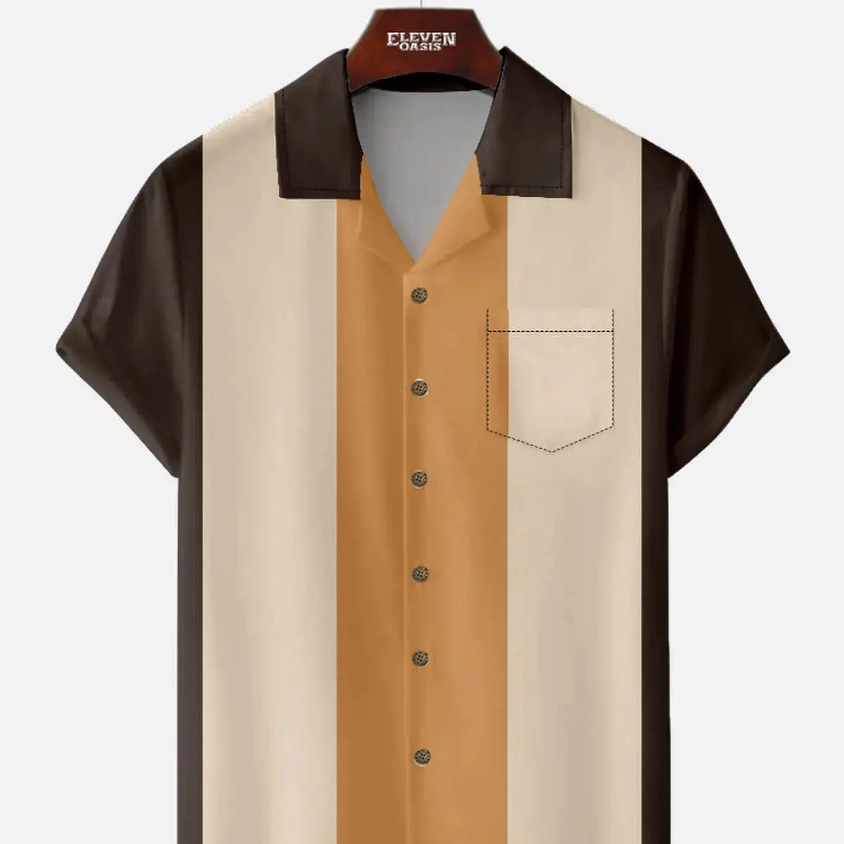 Men's Retro Tonal Panel Short Sleeve Shirt ElevenOasis