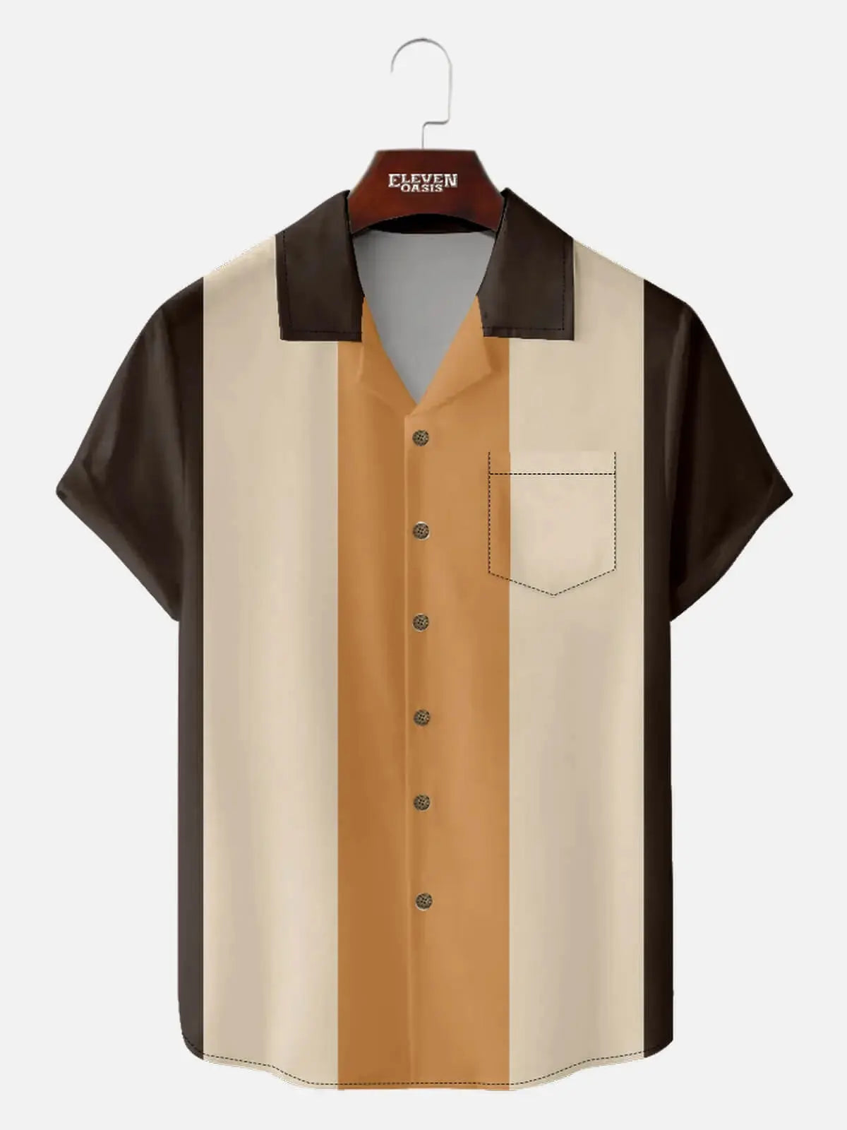 Men's Retro Tonal Panel Short Sleeve Shirt ElevenOasis