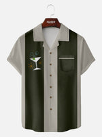 Men's Martini Cocktail Bowling Short Sleeve Shirt ElevenOasis