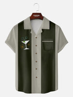 Men's Martini Cocktail Bowling Short Sleeve Shirt ElevenOasis