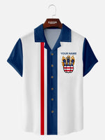 Men's Patriotic Flames Customizable Bowling League Short Sleeve Shirt Eleven Oasis
