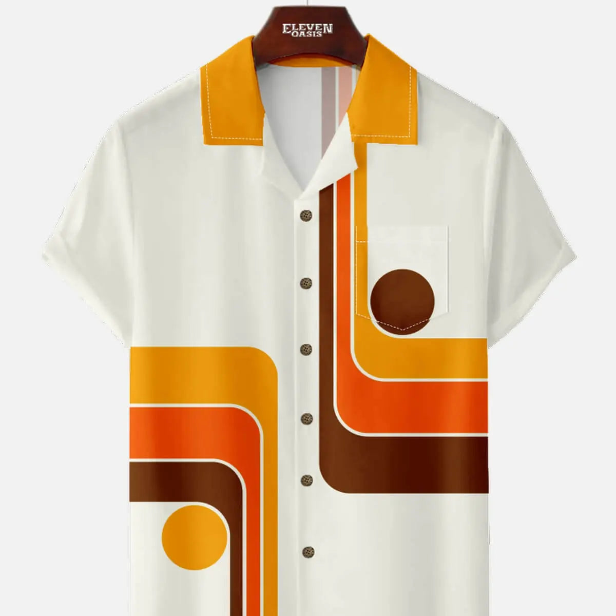 Men's Groovy Geometric Short Sleeve Shirt ElevenOasis
