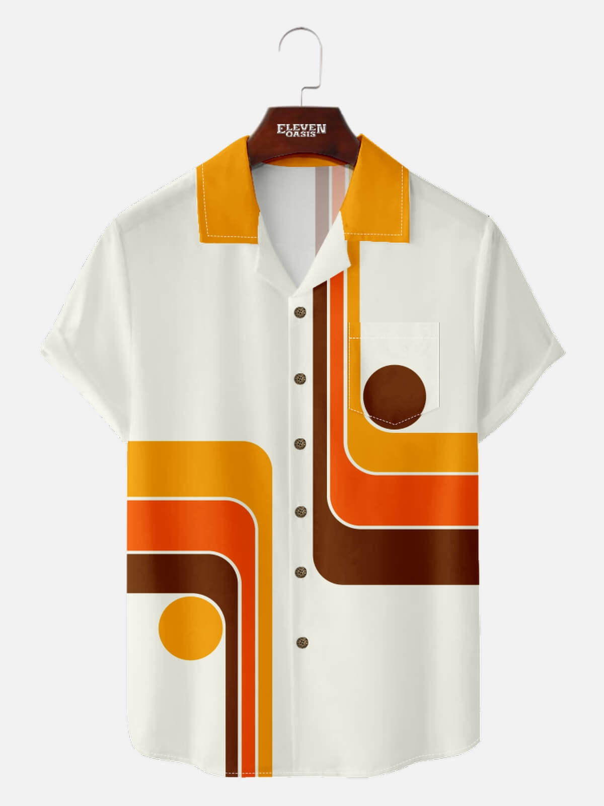 Men's Groovy Geometric Short Sleeve Shirt ElevenOasis