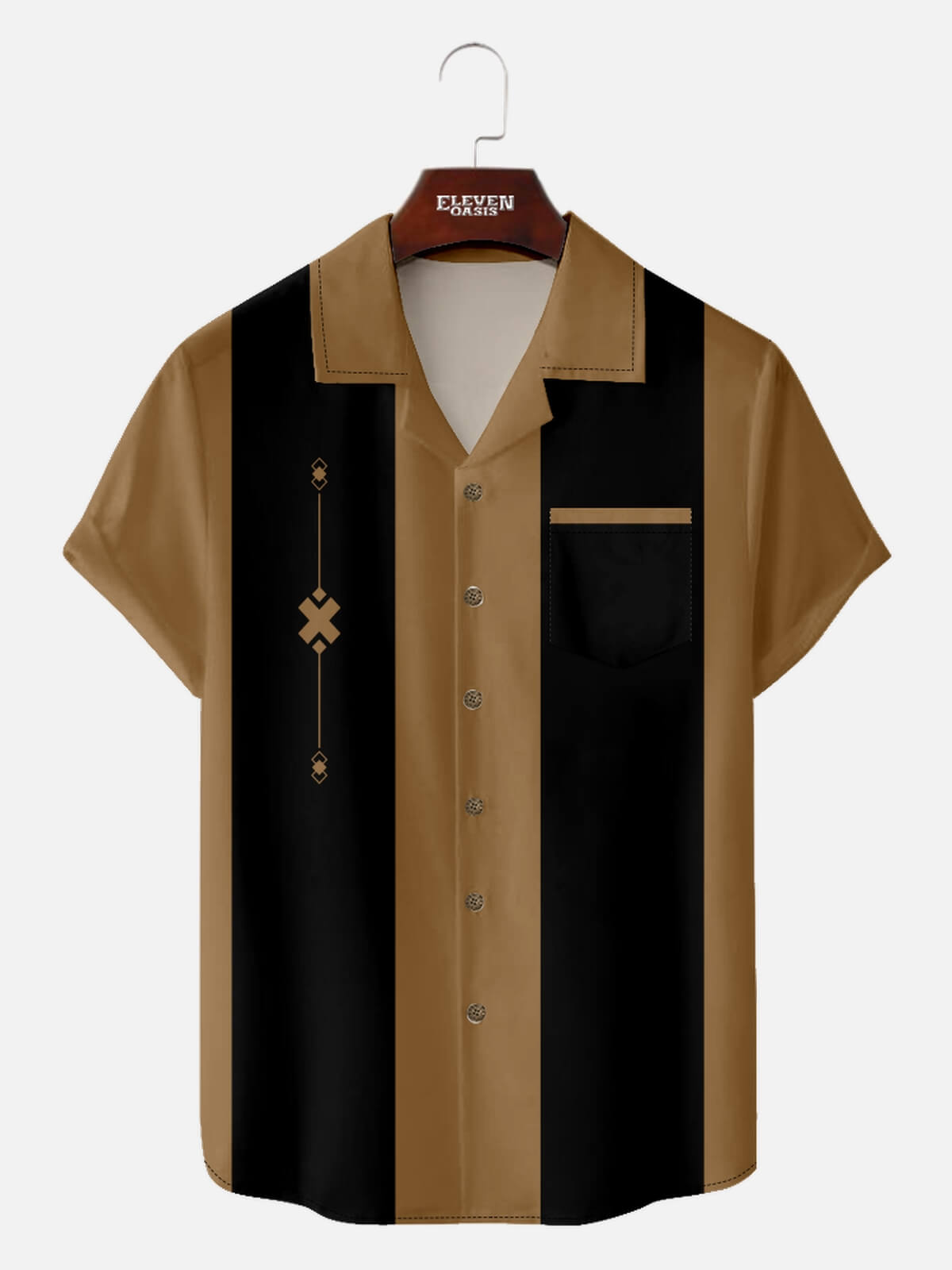 Men's Diamond Panel Bowling Short Sleeve Shirt ElevenOasis