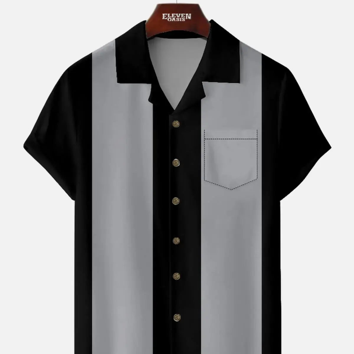 Men's Classic Customizable Bowling Style Short Sleeve Shirt ElevenOasis