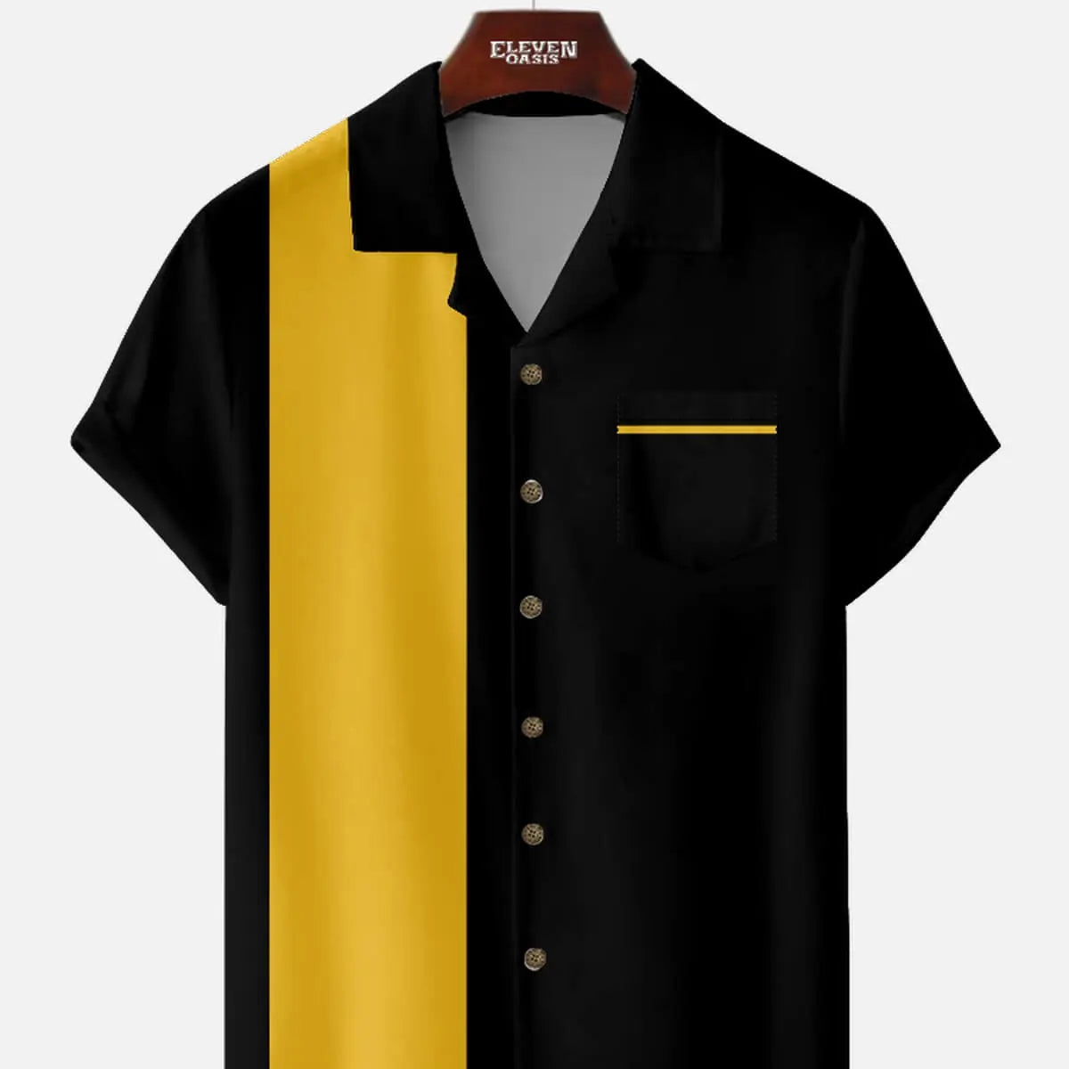 Men's Color Block Panel Short Sleeve Shirt ElevenOasis