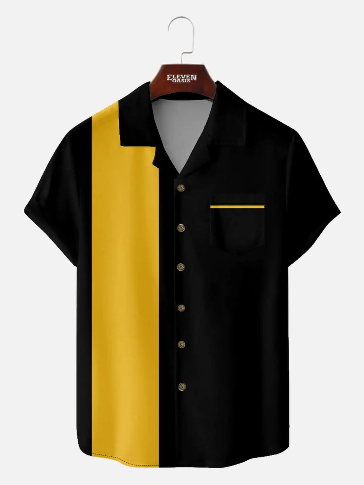 Men's Color Block Panel Short Sleeve Shirt ElevenOasis