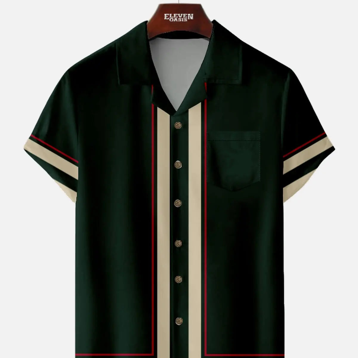 Men's Contrast Trim Border Short Sleeve Shirt ElevenOasis