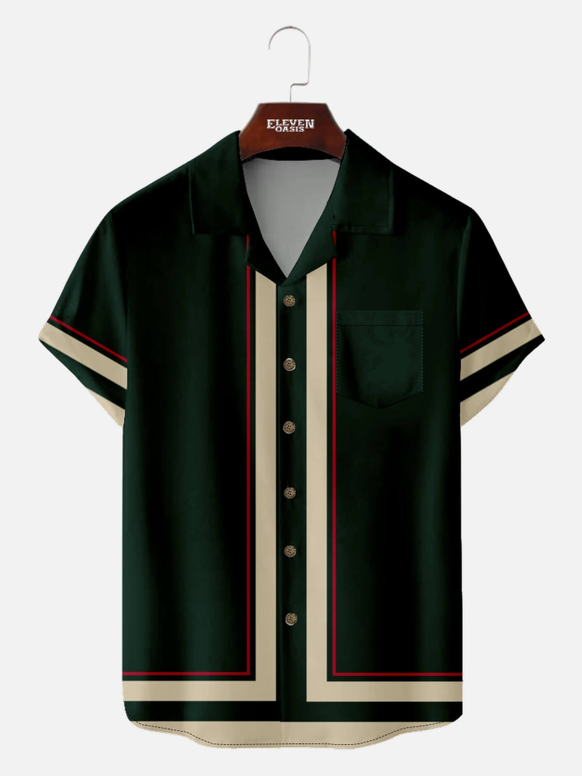 Men's Contrast Trim Border Short Sleeve Shirt ElevenOasis