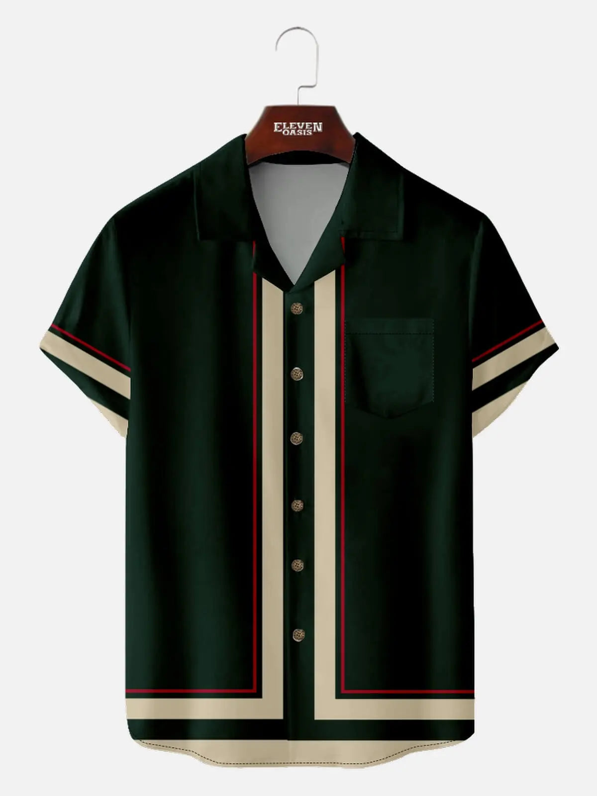 Men's Contrast Trim Border Short Sleeve Shirt ElevenOasis