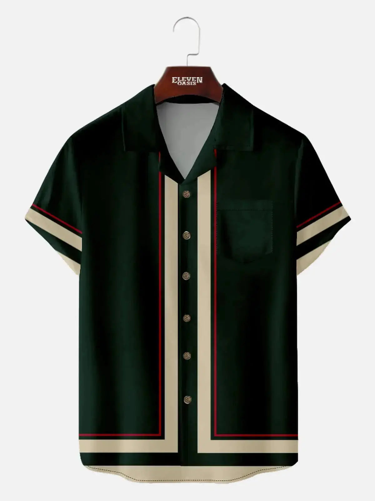 Men's Classic Contrast Trim Customizable Short Sleeve Shirt ElevenOasis
