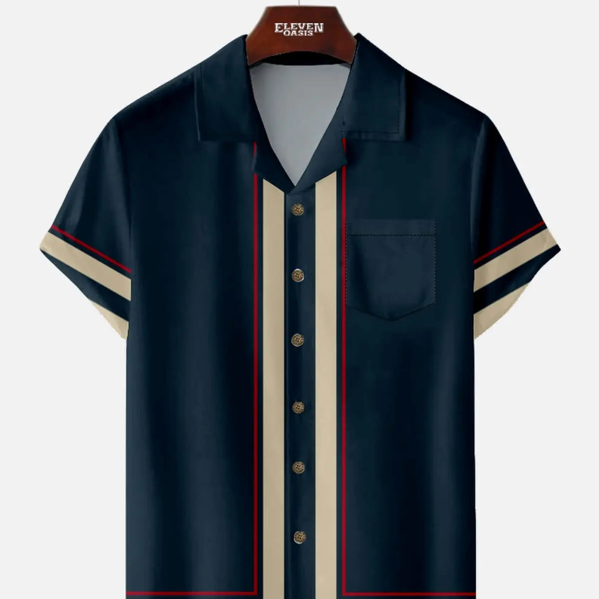 Men's Contrast Trim Border Short Sleeve Shirt ElevenOasis