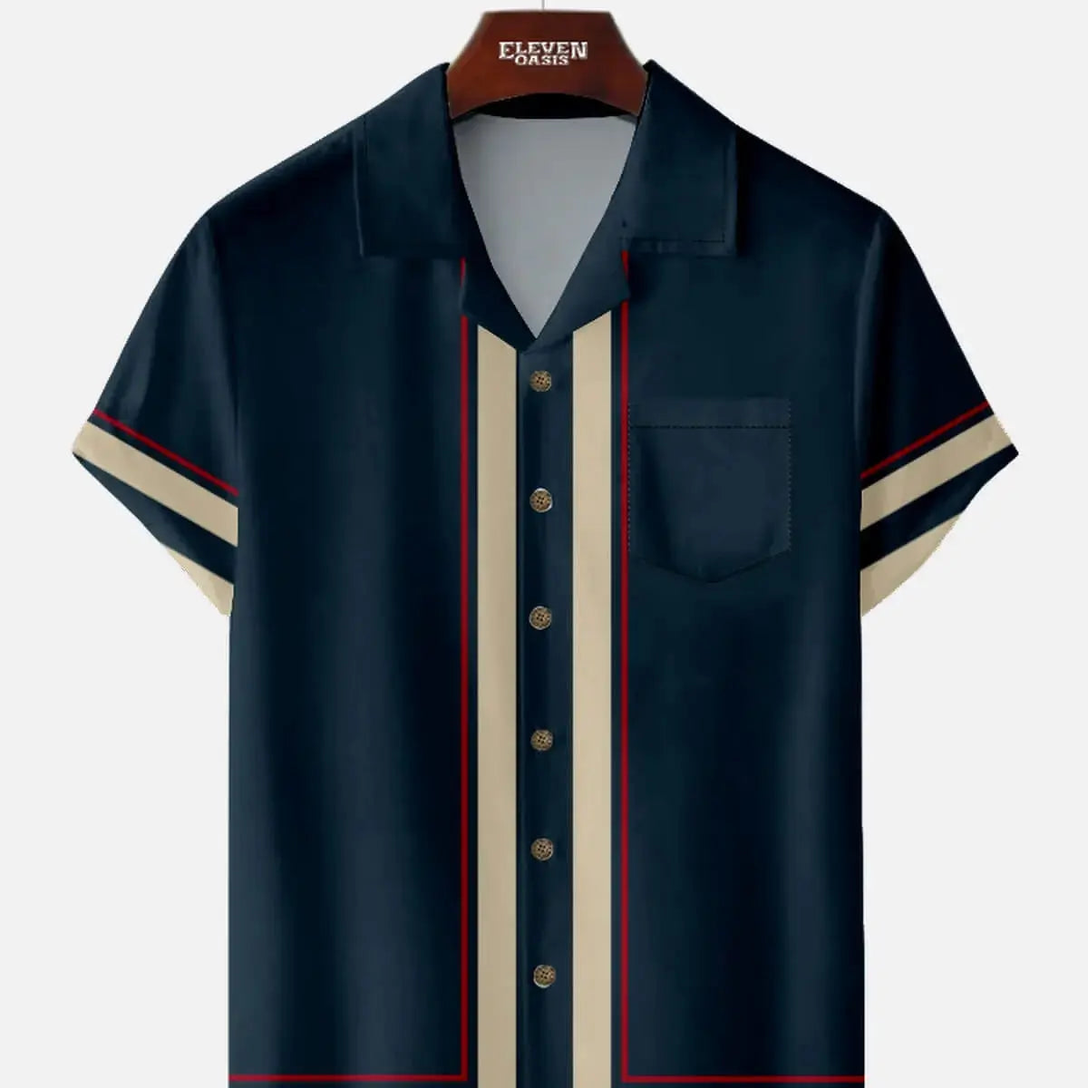 Men's Contrast Trim Border Short Sleeve Shirt ElevenOasis