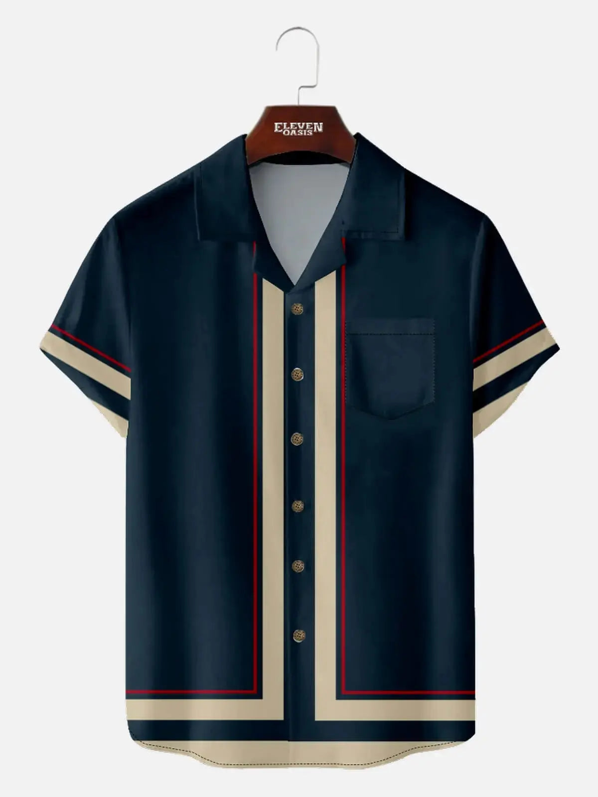 Men's Contrast Trim Border Short Sleeve Shirt ElevenOasis