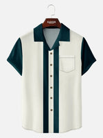 Men's Classic Racing Stripe Bowling Short Sleeve Shirt Eleven Oasis