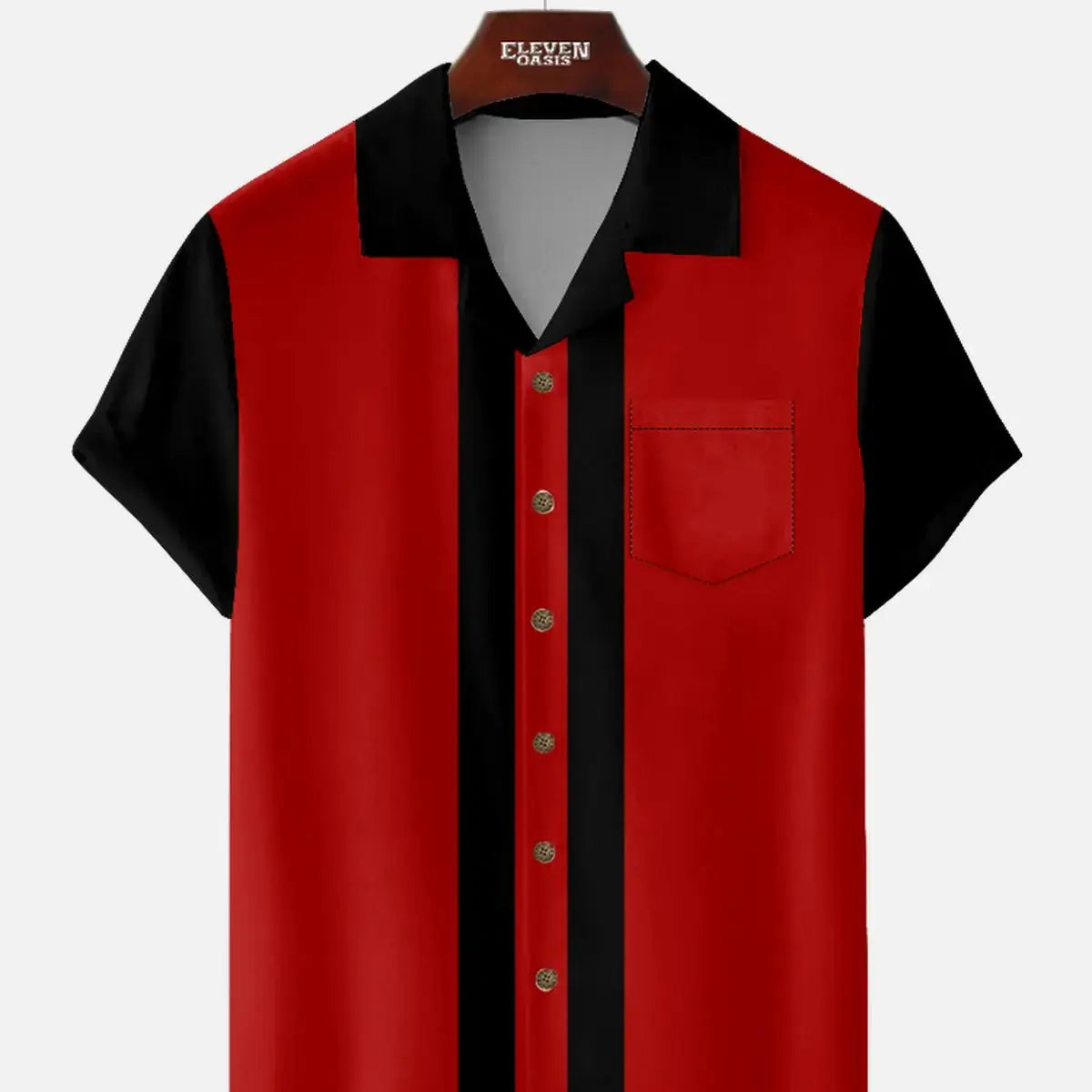 Men's Framed Panel Contrast Collar Short Sleeve Shirt ElevenOasis