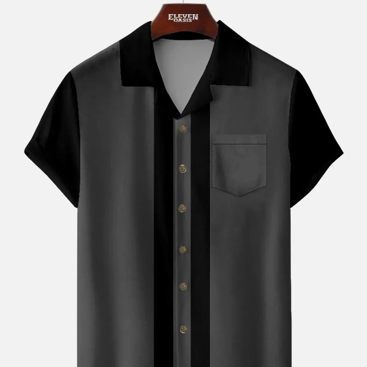 Men's Framed Panel Contrast Collar Short Sleeve Shirt ElevenOasis