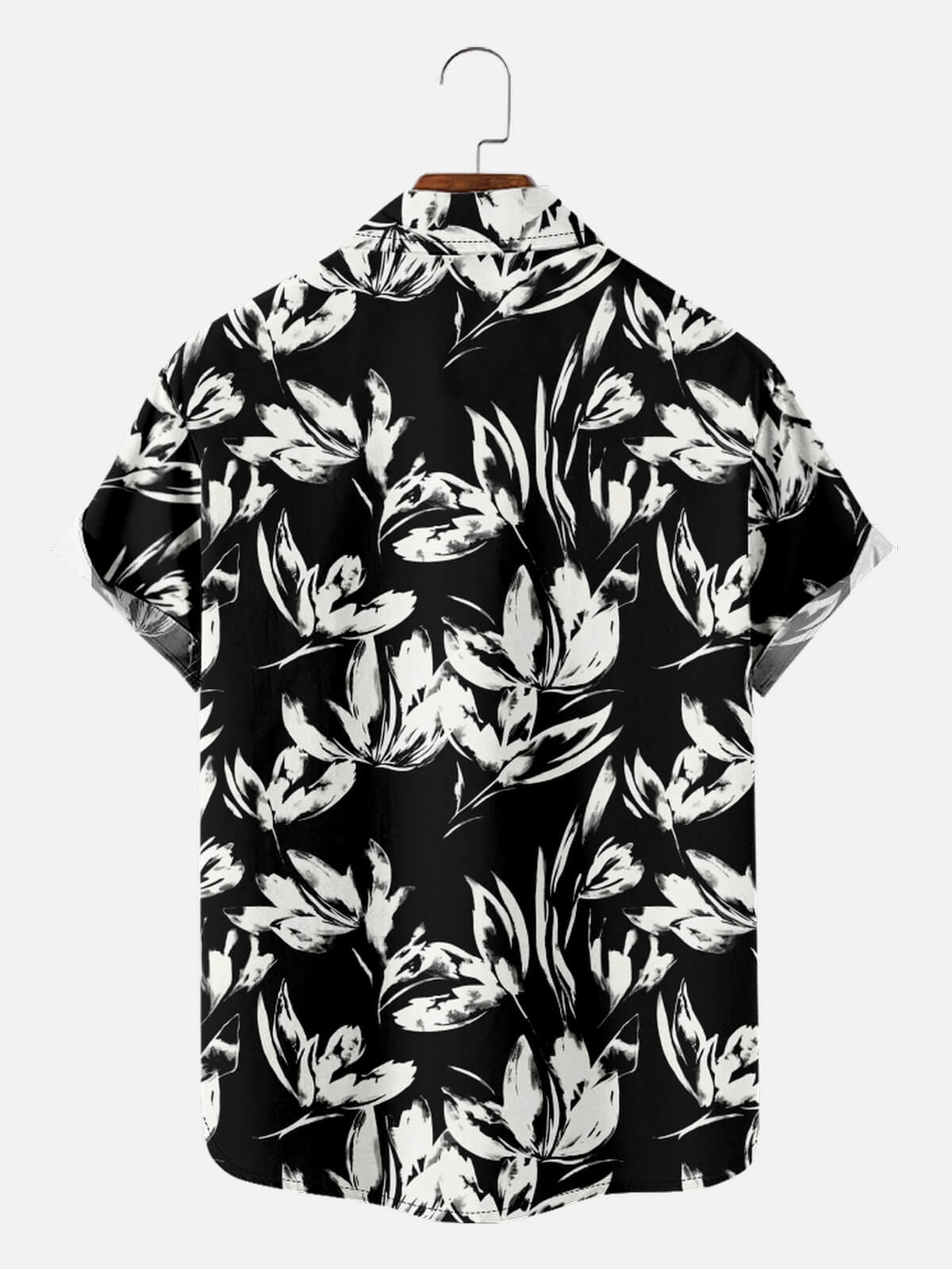 Tall Men's Monochrome Floral Pattern Short Sleeve Shirt ElevenOasis