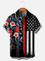 Tall Men's Split Hawaiian Flag Short Sleeve Shirt Eleven Oasis
