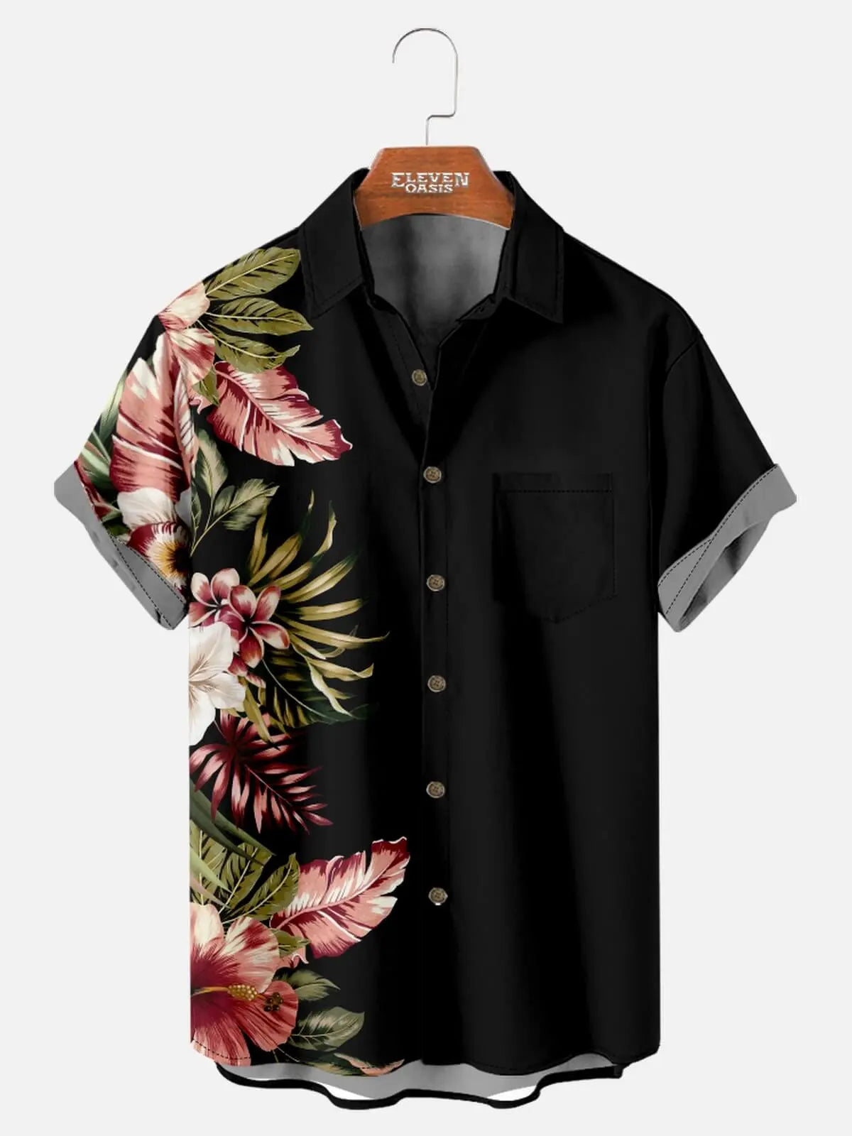 Tall Men's Split Tropical Floral Short Sleeve Shirt Eleven Oasis