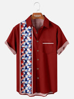 Tall Men's Patriotic Floral Panel Short Sleeve Shirt Eleven Oasis