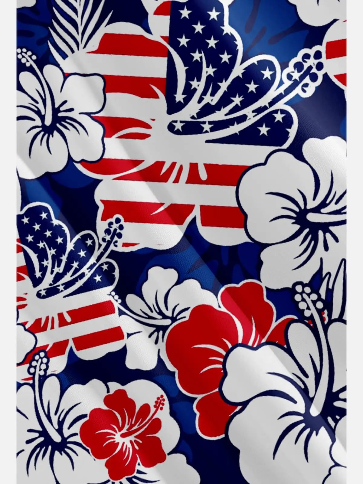 Men's Patriotic Hawaiian Floral Short Sleeve Shirt Eleven Oasis