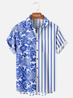Tall Men's Split Hawaiian Stripe Short Sleeve Shirt Eleven Oasis