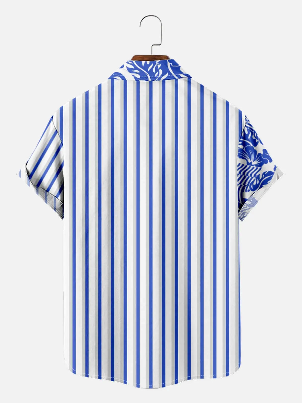 Tall Men's Split Hawaiian Stripe Short Sleeve Shirt Eleven Oasis