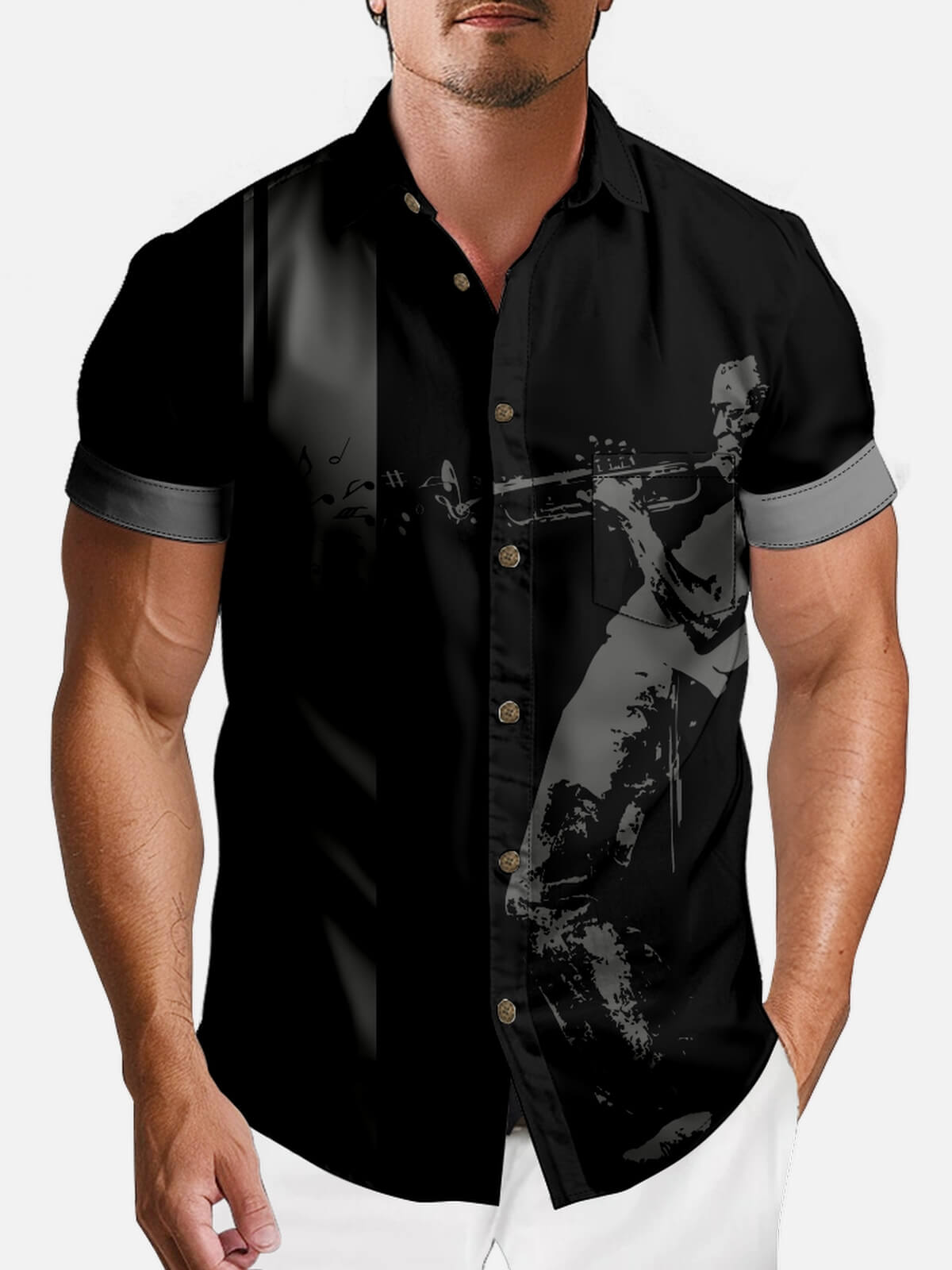 Men's Jazz Trumpet Player Short Sleeve Shirt Eleven Oasis