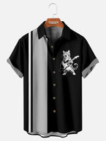 Men's Rock 'n' Roll Cat Short Sleeve Shirt ElevenOasis