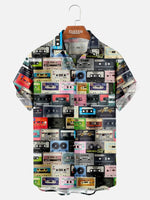 Men's Cassette Tape Print Short Sleeve Shirt ElevenOasis