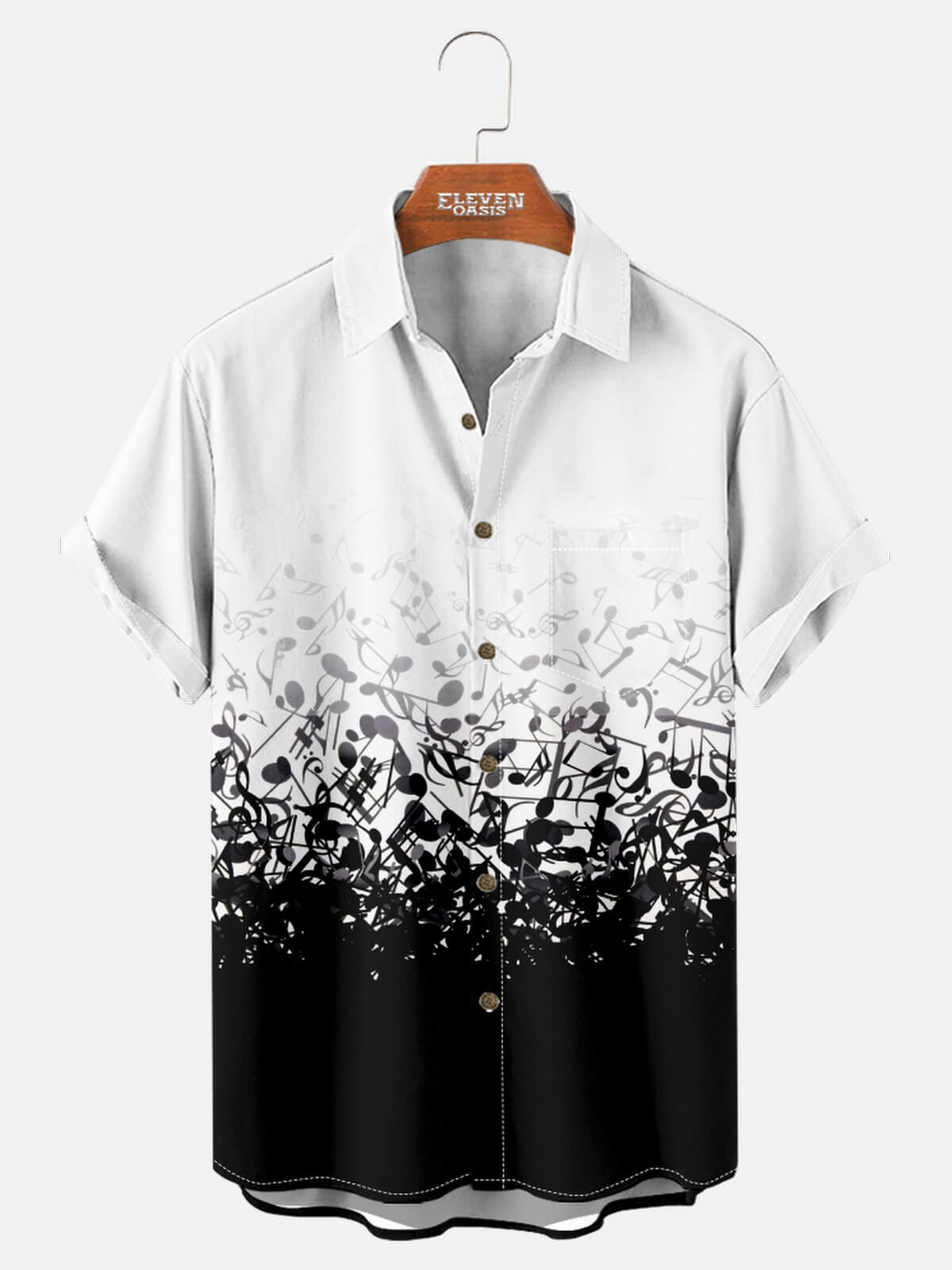 Tall Men's Music Note Gradient Short Sleeve Shirt Eleven Oasis