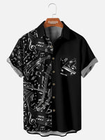 Men's Music Notes Short Sleeve Shirt Eleven Oasis
