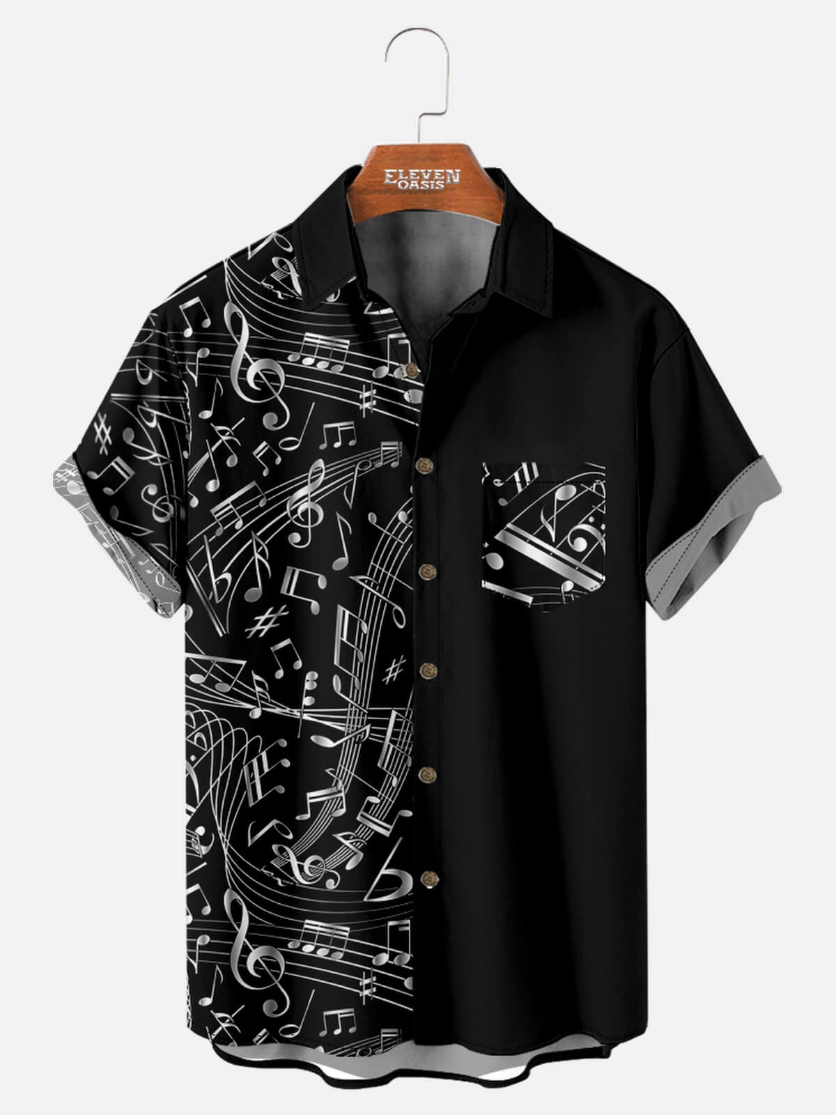 Tall Men's Music Notes Short Sleeve Shirt Eleven Oasis