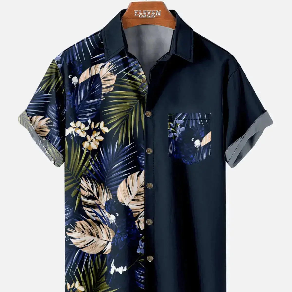 Men's Hawaii Retro Tropical Flora Short Sleeve Shirt ElevenOasis
