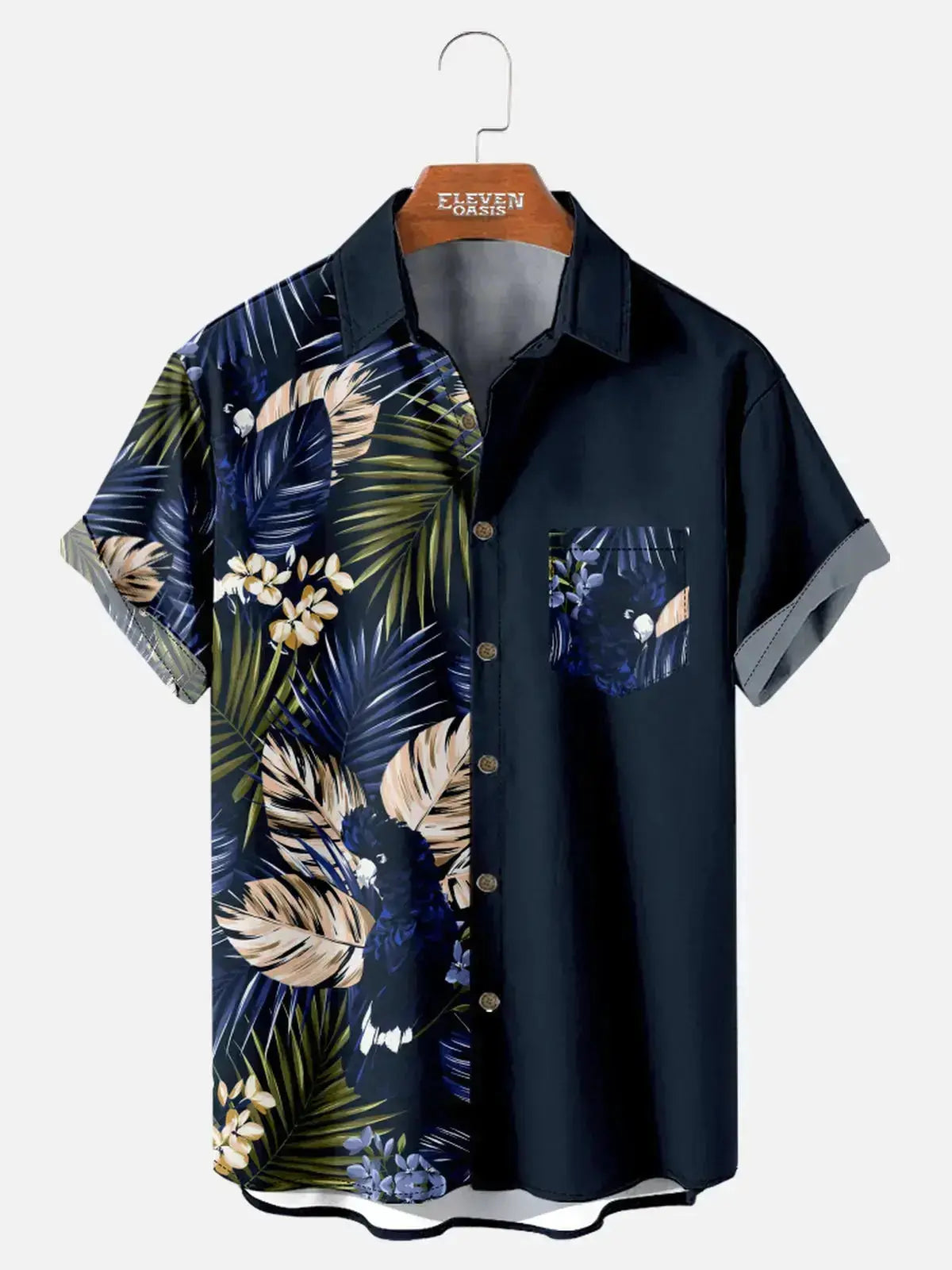 Men's Hawaii Retro Tropical Flora Short Sleeve Shirt ElevenOasis