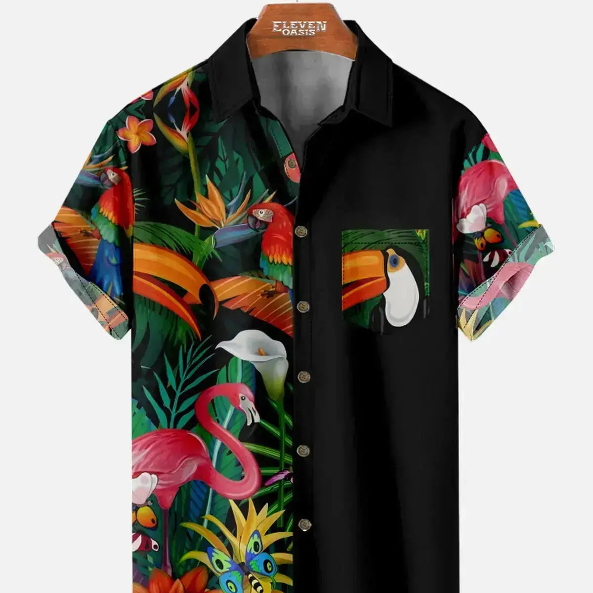 Men's Hawaii Retro Tropical Flora Short Sleeve Shirt ElevenOasis