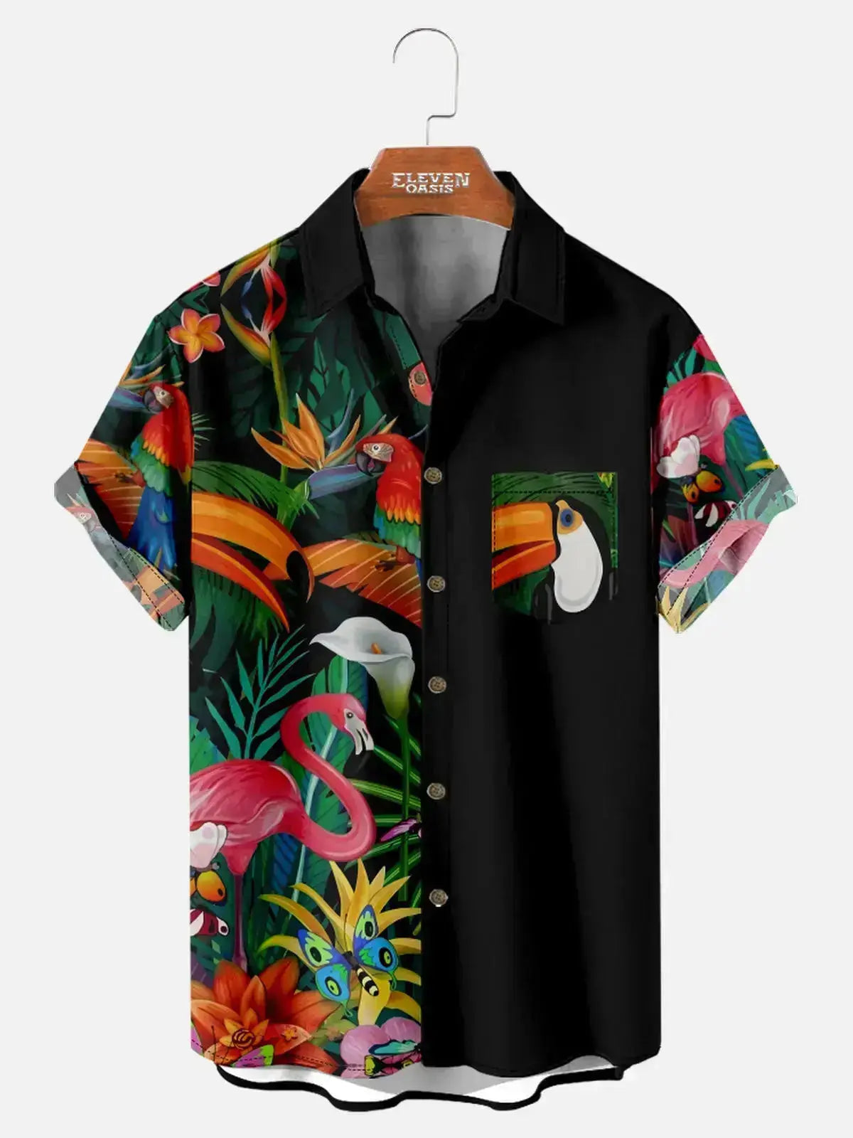 Men's Hawaii Retro Tropical Flora Short Sleeve Shirt ElevenOasis