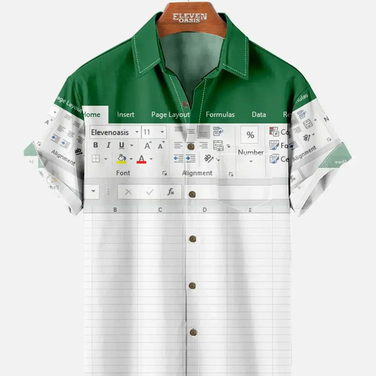 Men's Office Humor Excel Spreadsheet Short Sleeve Shirt ElevenOasis