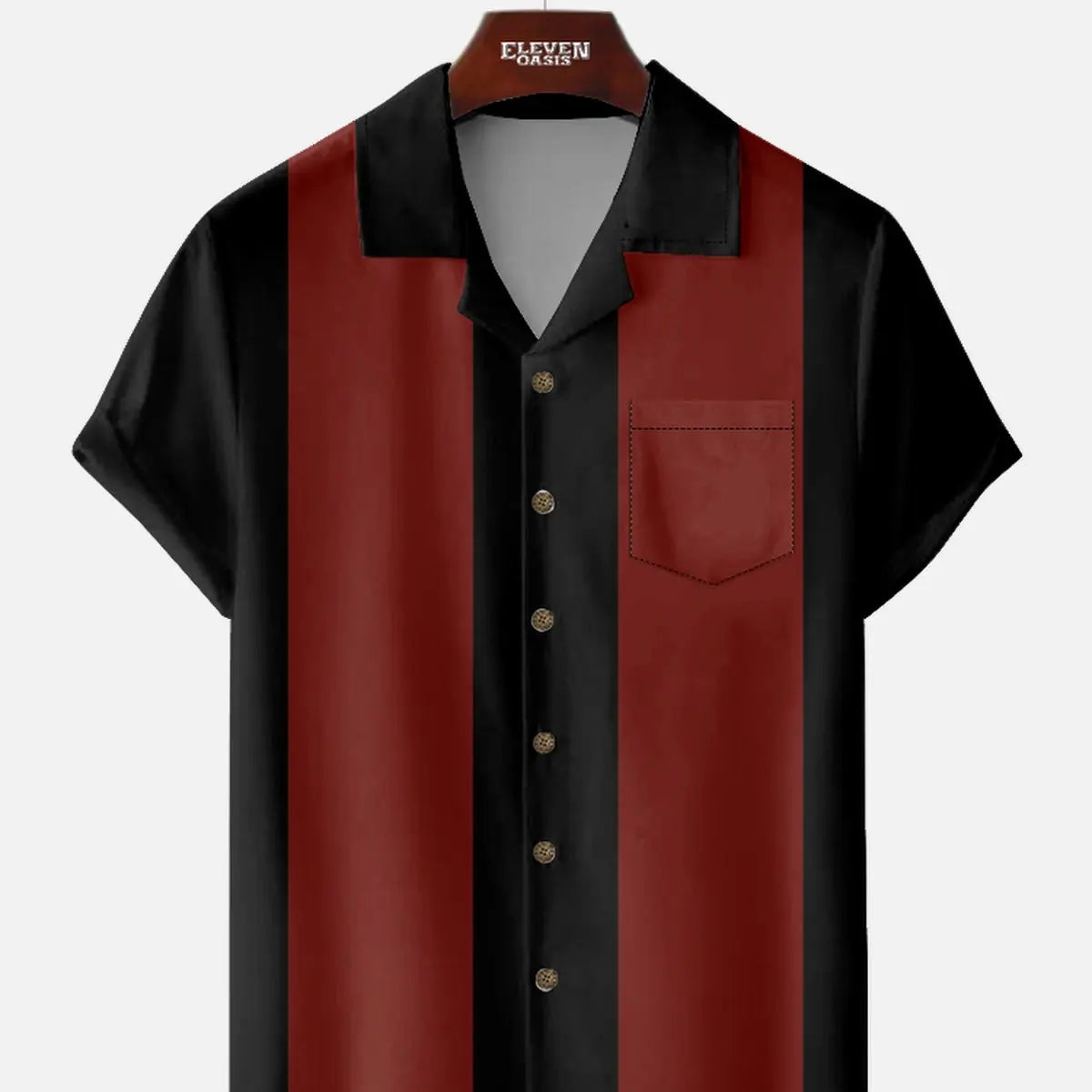 Men's Classic Customizable Bowling Style Short Sleeve Shirt ElevenOasis