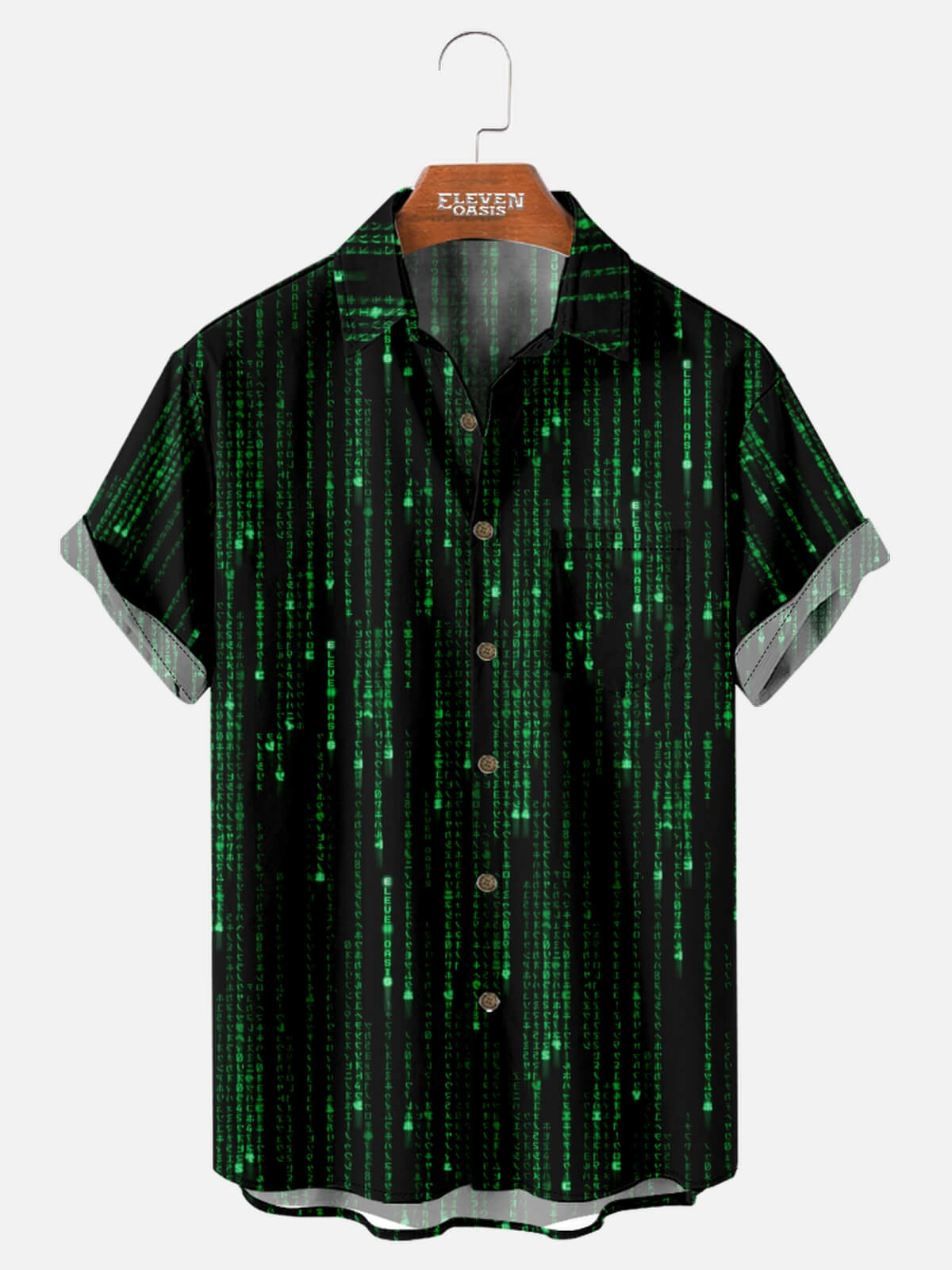 Men's Matrix Code Movie Short Sleeve Shirt Eleven Oasis