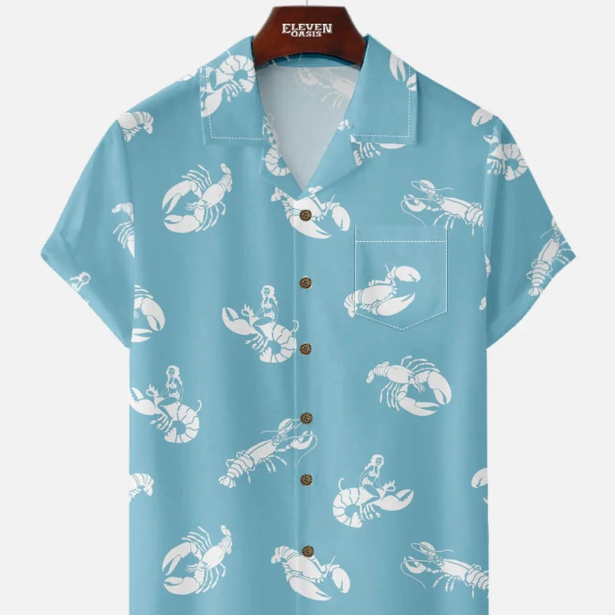 Men's Lobster Pin-Up Short Sleeve Shirt ElevenOasis